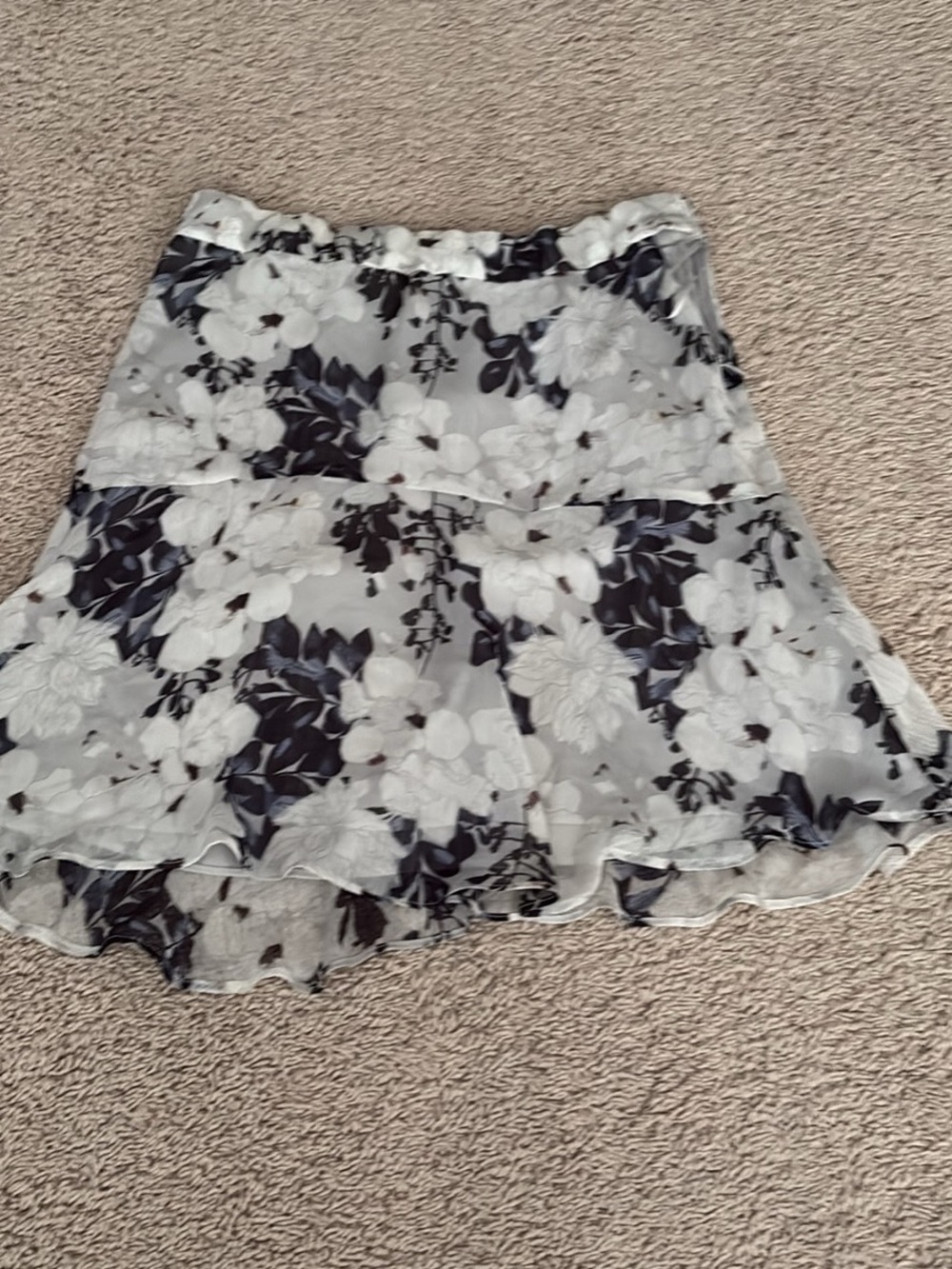 Witchery Black & White Floral Tiered Skirt